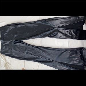 Black slit leather large pant